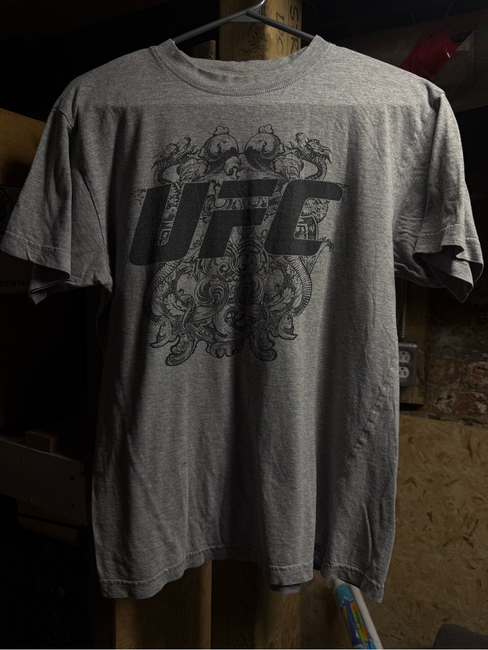 Vintage Y2K UFC Tshirt Grey Baroque Medium